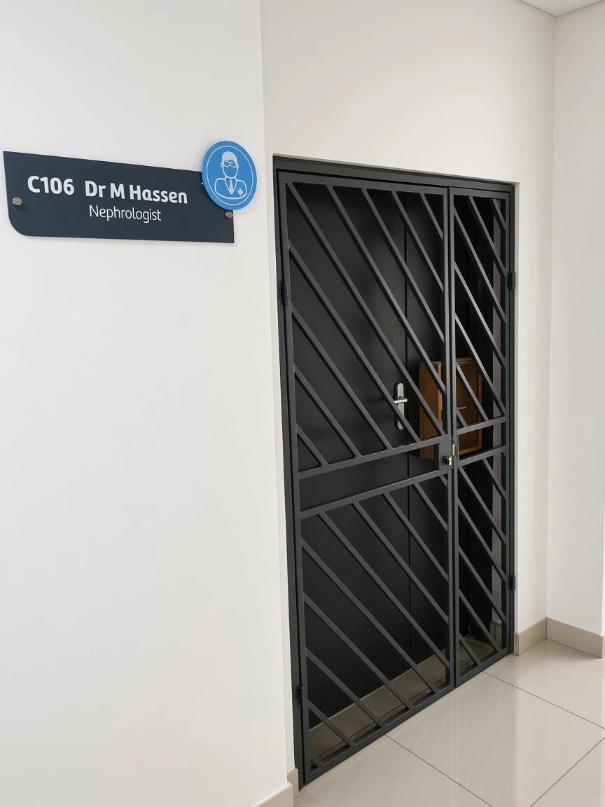 Door of suite C106, Dr M Hassen, Nephrologist